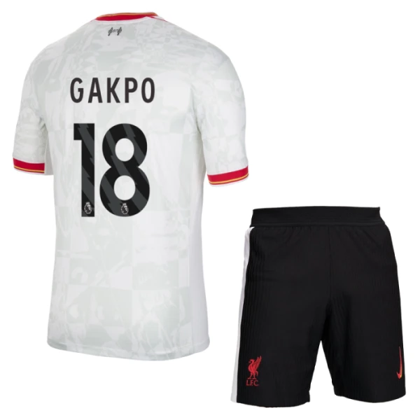 Liverpool Cody Gakpo 18 3. Paita Lasten 2024/25 (+ Shortsit) Liverpool Cody Gakpo 18 3. Paita Lasten 2024/25 (+ Shortsit)