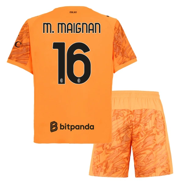 AC Milan M. Maignan 16 Maalivahdin Paita Lasten 2025/26 Oranssi (+ Shortsit)