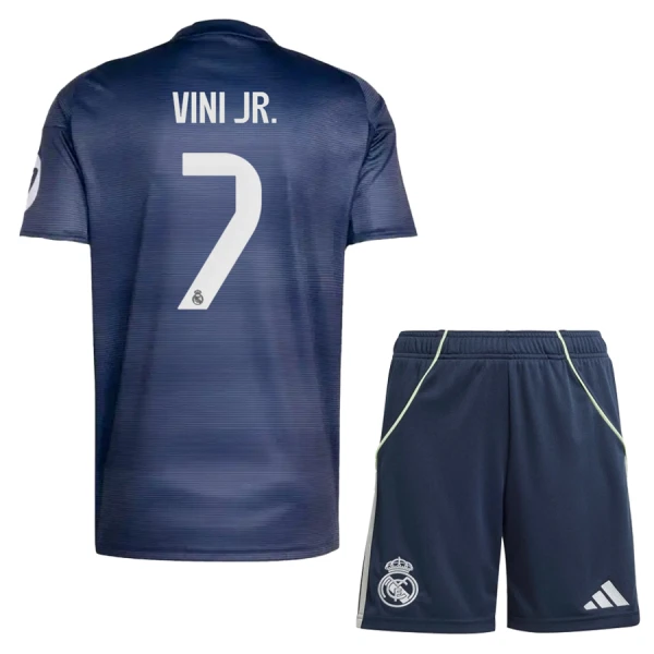 Real Madrid Vinicius Junior 7 Vieraspaita Lasten 2025/26 (+ Shortsit)