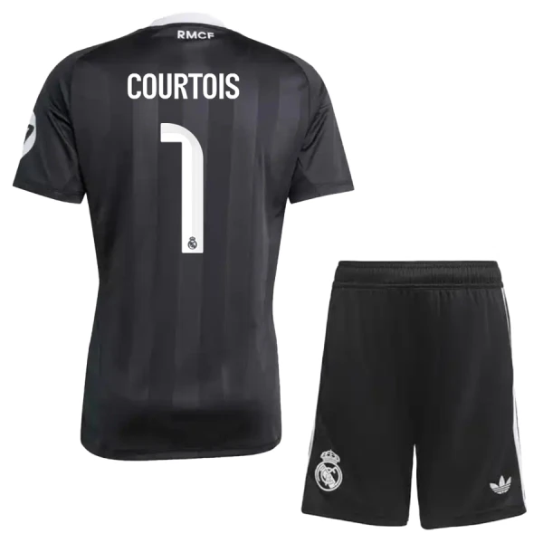 Real Madrid Thibaut Courtois 1 Maalivahdin Paita Lasten 2025/26 Musta (+ Shortsit)