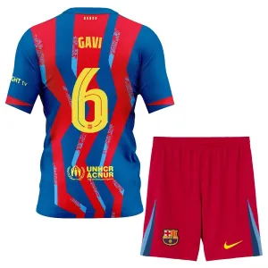 FC Barcelona Gavi 6 4. Paita Lasten 2025/26 (+ Shortsit)