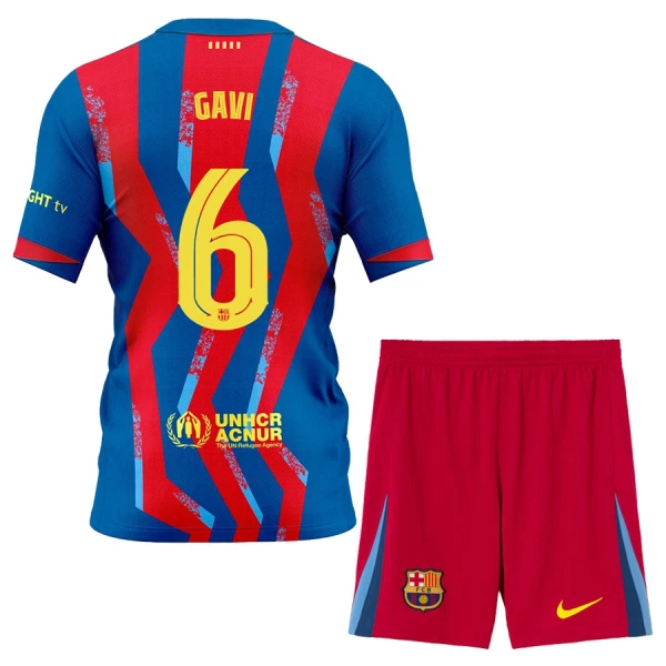 FC Barcelona Gavi 6 4. Paita Lasten 2025/26 (+ Shortsit)