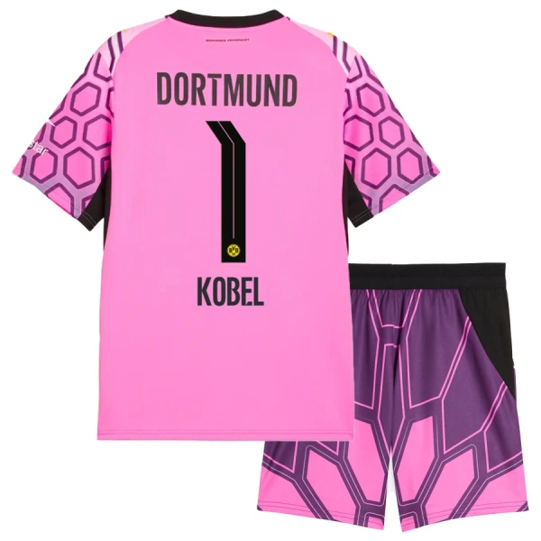 Borussia Dortmund Gregor Kobel 1 Maalivahdin Vieraspaita Lasten 2026/27 Vaaleanpunainen (+ Shortsit)